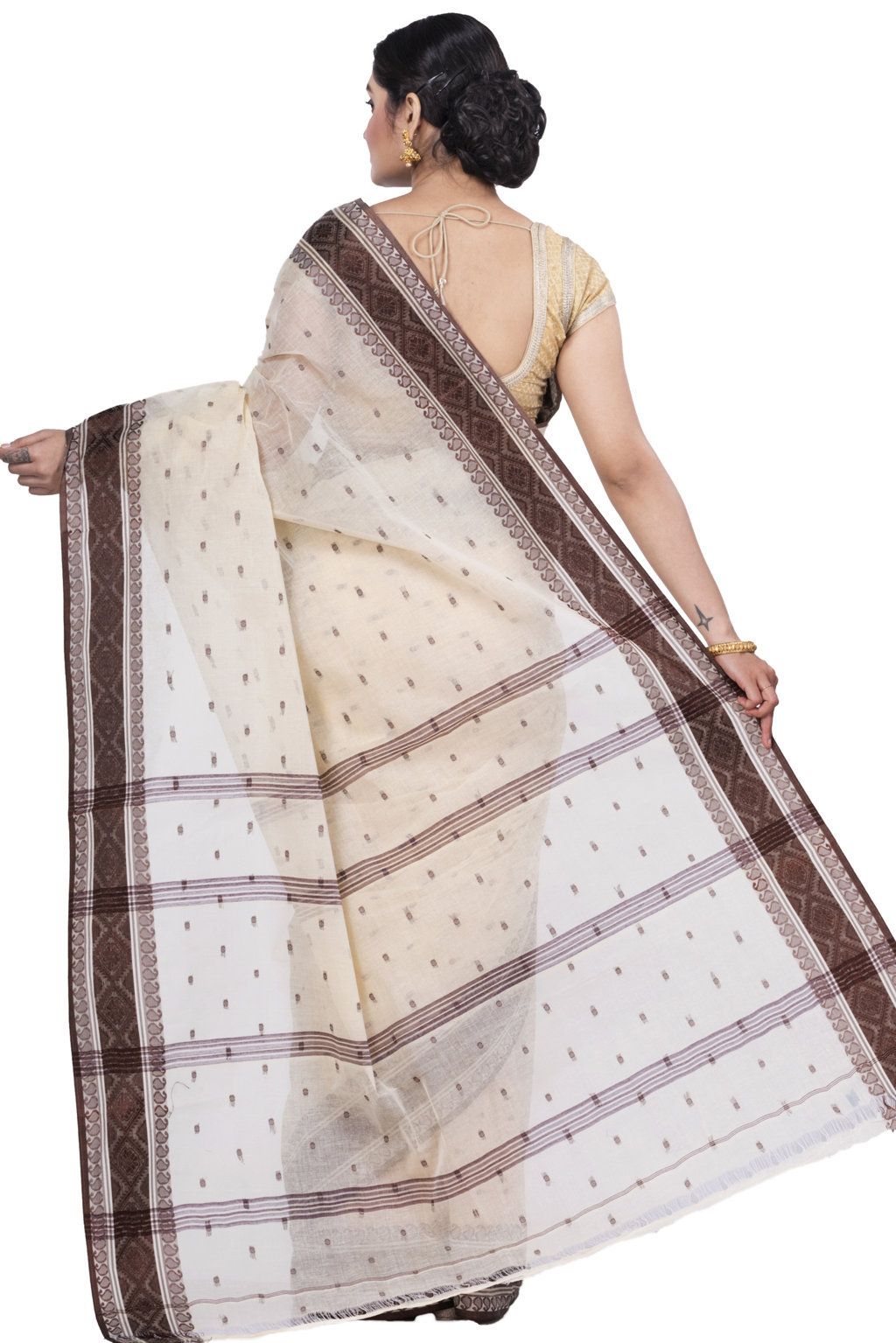 Brown Pure Cotton Boysko_Tant Tant Saree (844)